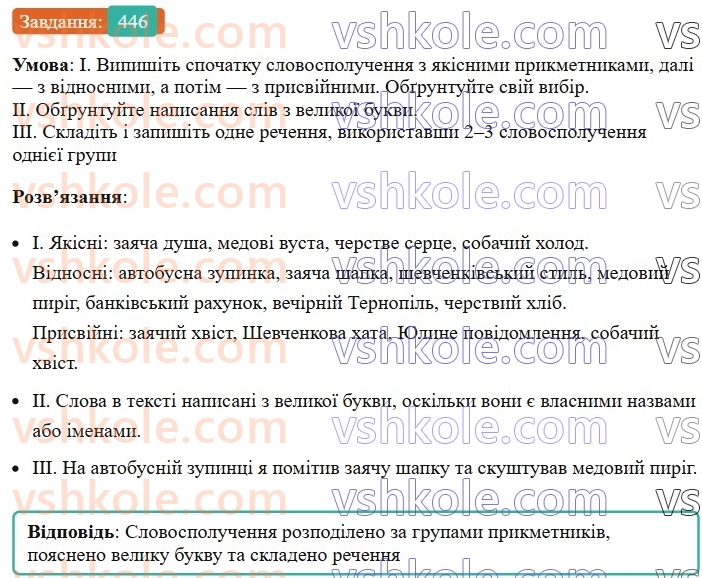 6-ukrayinska-mova-vv-zabolotnij-ov-zabolotnij-2023--morfologiya-orfografiya-50-rozryadi-prikmetnikiv-za-znachennyam-446.jpg