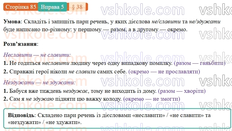 7-ukrayinska-mova-om-avramenko-2024-nush--morfologiya-orfografiya-38-napisannya-ne-z-diyeslovami-5.jpg