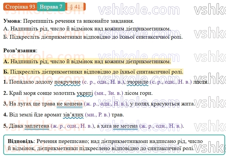 7-ukrayinska-mova-om-avramenko-2024-nush--morfologiya-orfografiya-41-diyeprikmetnik-yak-forma-diyeslova-7.jpg