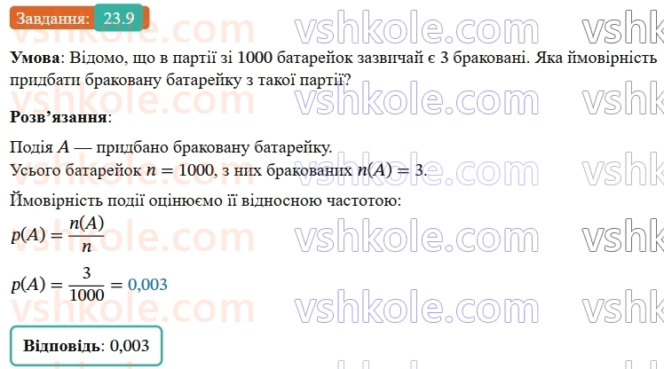 9-algebra-os-ister--rozdil-4-osnovi-kombinatoriki-teoriyi-jmovirnostej-ta-statistiki-23-vipadkova-podiya-chastota-ta-jmovirnist-vipadkovoyi-podiyi-9.jpg