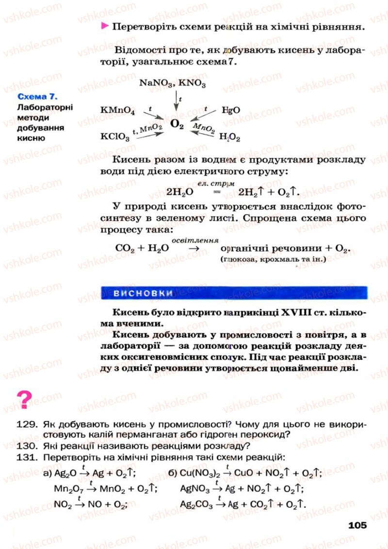 Страница 105 | Підручник Хімія 7 клас П.П. Попель, Л.С. Крикля 2007