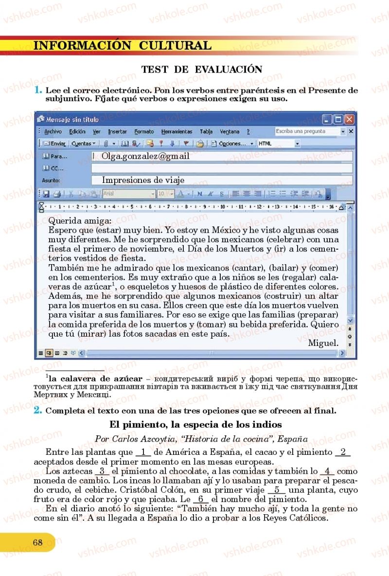 Страница 68 | Підручник Іспанська мова 10 клас В.Г. Редько, В.І. Береславська 2018 10 рік навчання