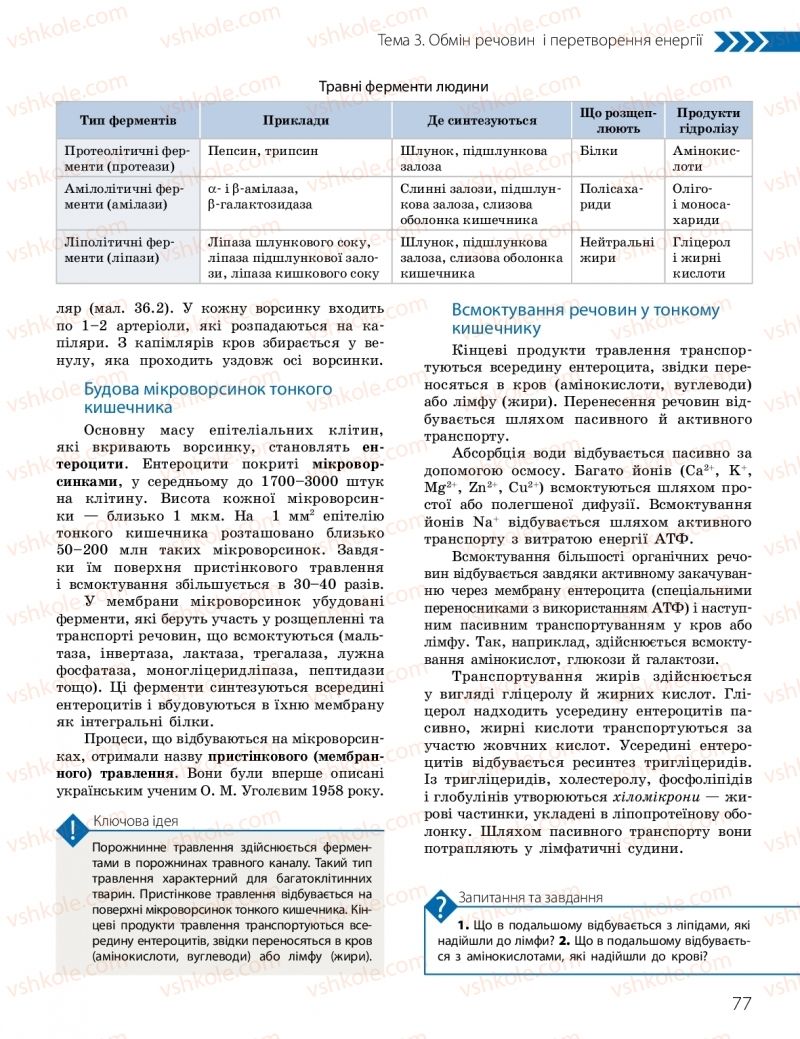 Страница 77 | Підручник Біологія 10 клас К.М. Задорожний, О.М. Утєвська 2018