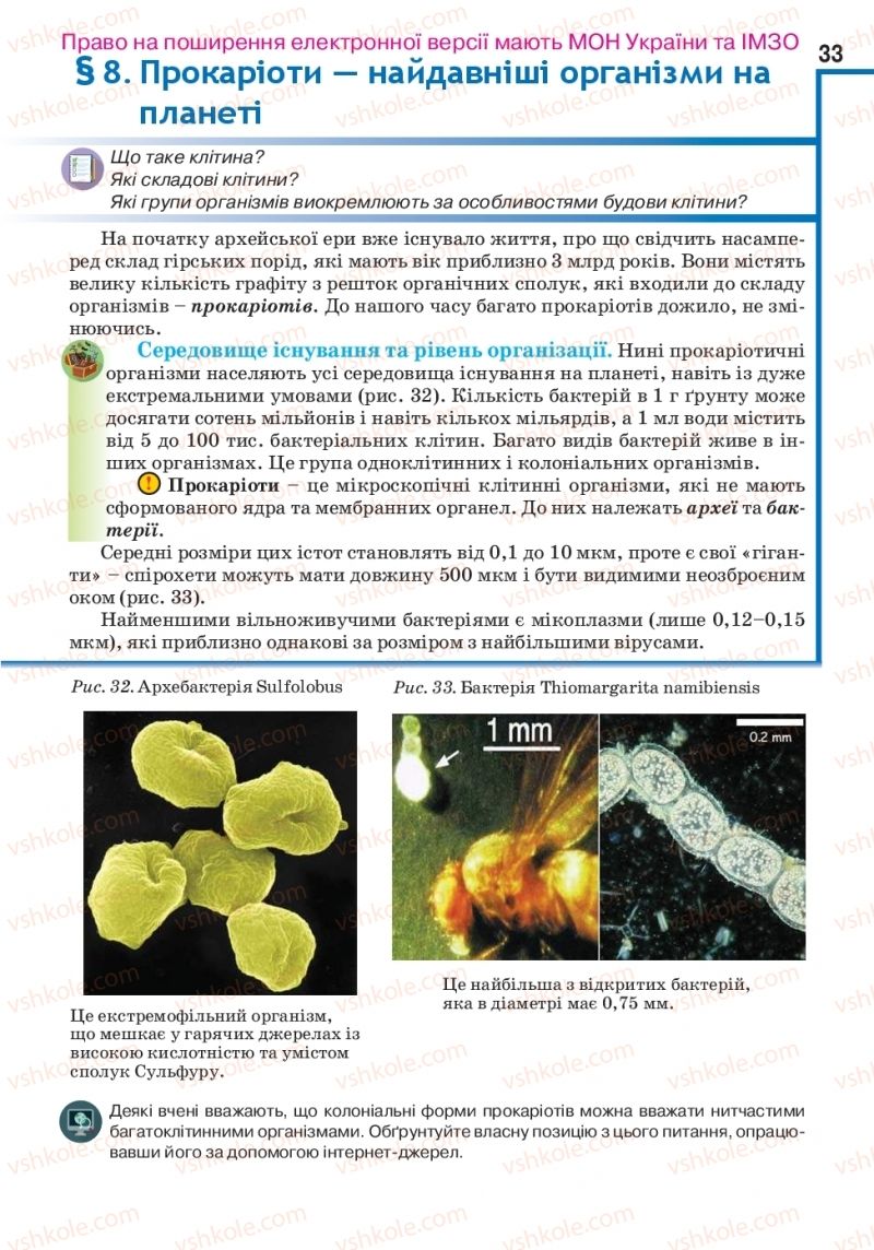 Страница 33 | Підручник Біологія 10 клас О.А. Андерсон, А.О Чернінський, М.А. Вихренко, С.М. Міюс 2018