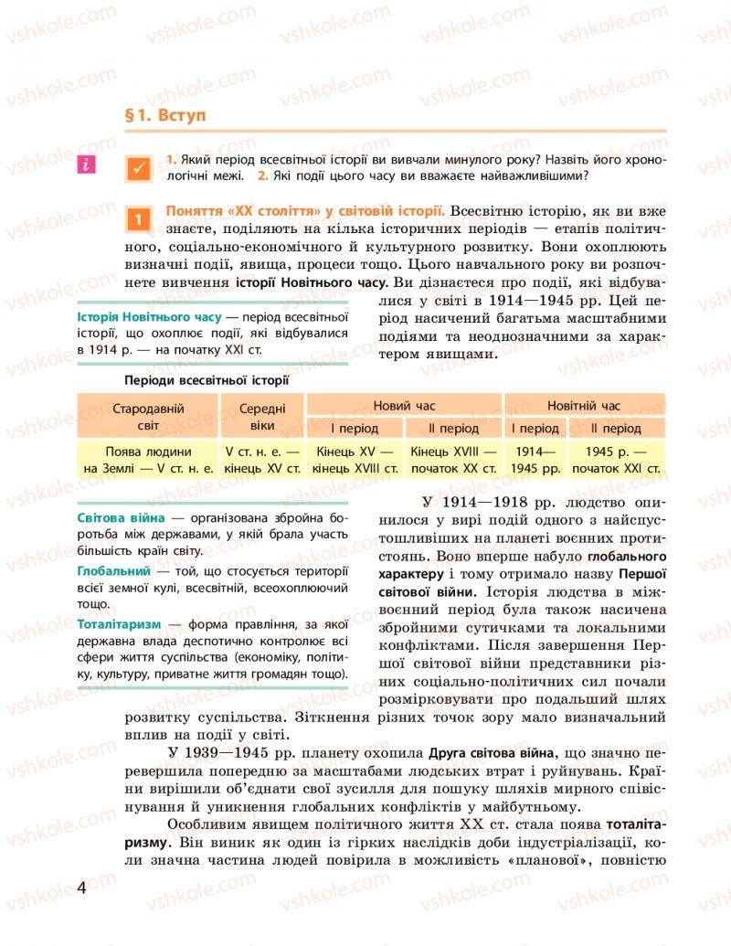 Страница 4 | Підручник Всесвітня історія 10 клас О.В. Гісем, О.О. Мартинюк 2018 Рівень стандарту