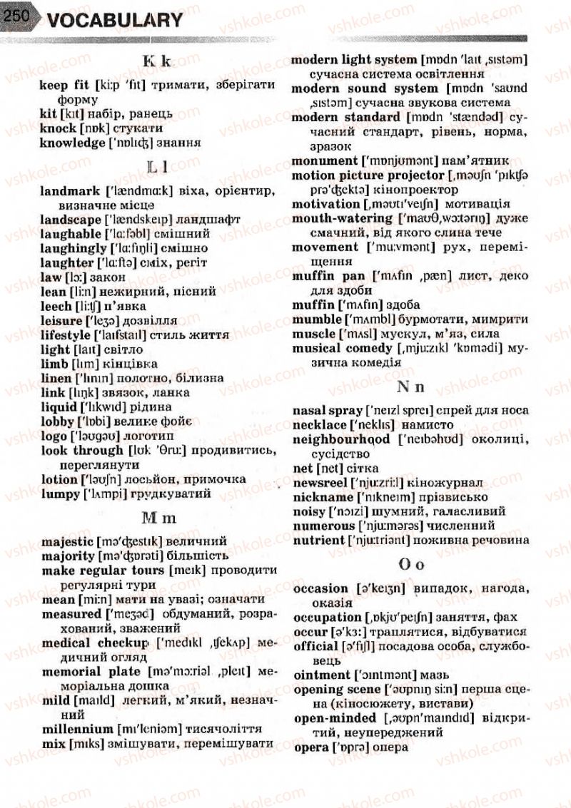 Страница 250 | Підручник Англiйська мова 7 клас А.М. Несвіт 2007