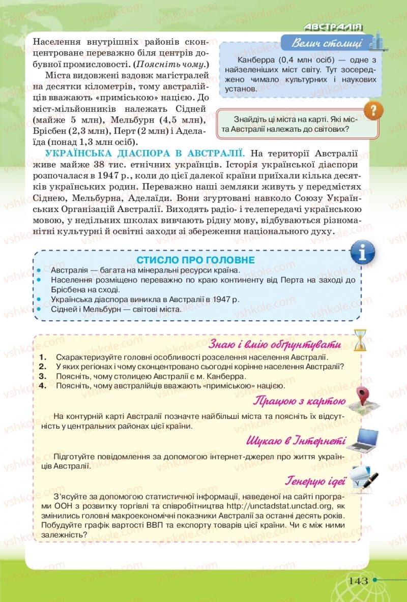 Страница 143 | Підручник Географія 10 клас Т.Г. Гільберг, І.Г. Савчук, В.В. Совенко 2018