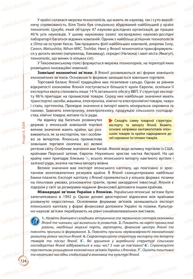 Страница 124 | Підручник Географія 10 клас С.Г. Кобернік, Р.Р. Коваленко 2018