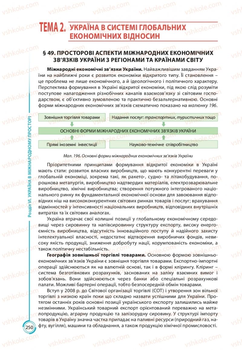 Страница 250 | Підручник Географія 10 клас С.Г. Кобернік, Р.Р. Коваленко 2018