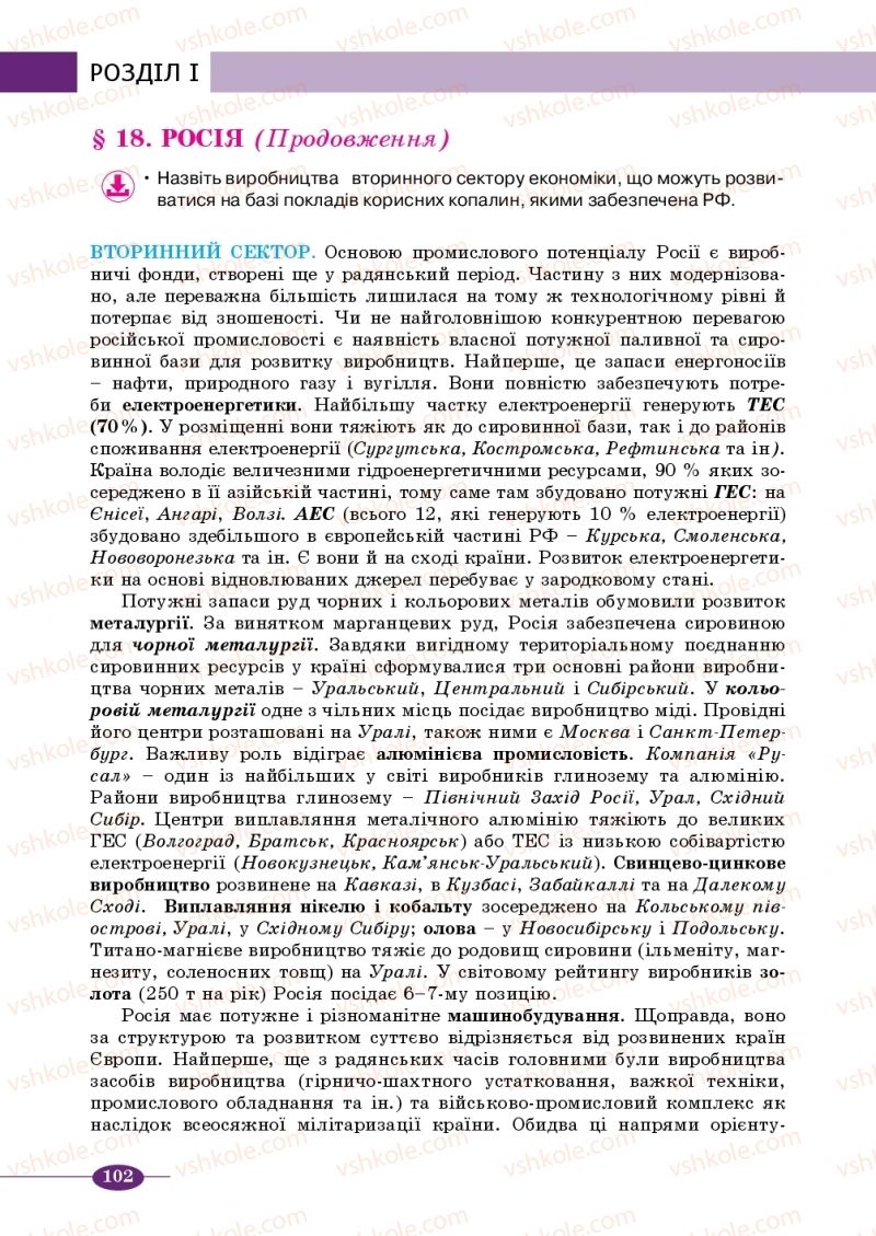 Страница 102 | Підручник Географія 10 клас В.М. Бойко, Ю.С. Брайчевський, Б.П. Яценко 2018