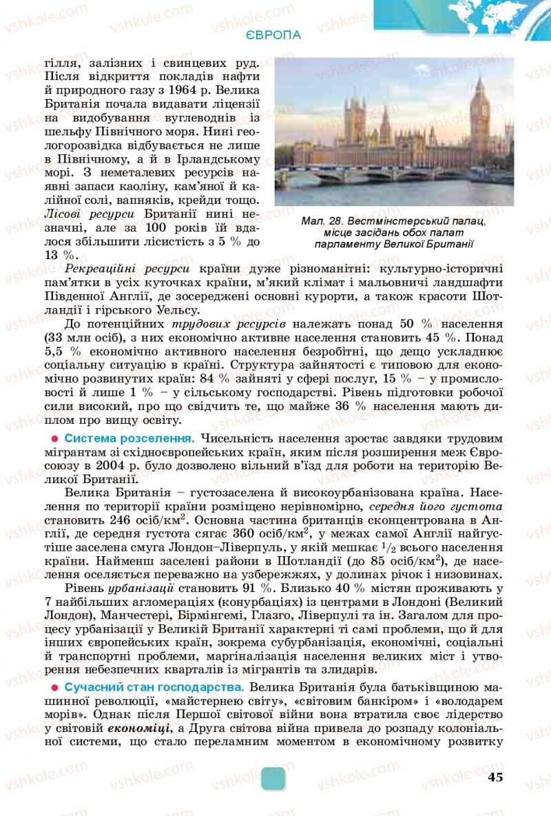 Страница 45 | Підручник Географія 10 клас В.В. Безуглий, Г.О. Лисичарова 2018