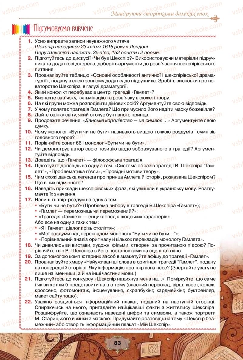 Страница 83 | Підручник Зарубіжна література 10 клас О.О. Ісаєва, Ж.В. Клименко, А.О. Мельник 2018 Профільний рівень