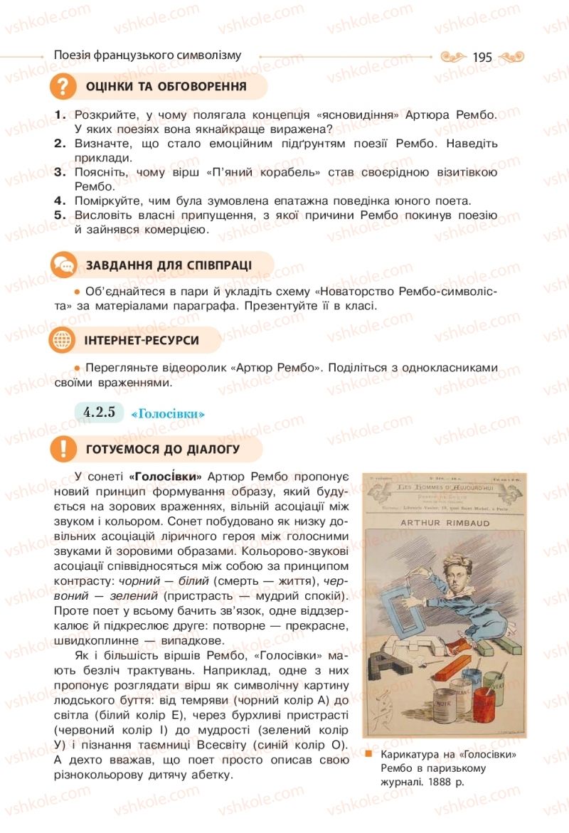 Страница 195 | Підручник Зарубіжна література 10 клас Н.М. Кадоб’янська, Л.М. Удовиченко 2018