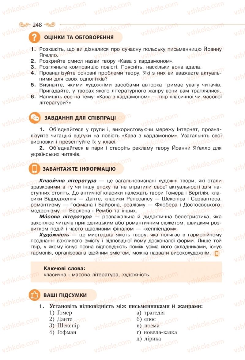 Страница 248 | Підручник Зарубіжна література 10 клас Н.М. Кадоб’янська, Л.М. Удовиченко 2018