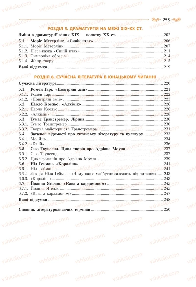 Страница 255 | Підручник Зарубіжна література 10 клас Н.М. Кадоб’янська, Л.М. Удовиченко 2018