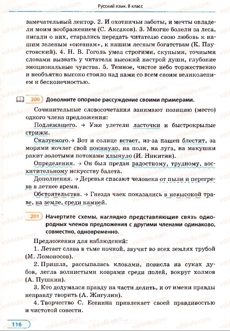 Страница 116 | Підручник Русский язык 8 клас Е.П. Голобородько, Л.В. Вознюк, Н.Н. Вениг, Т.А. Кузьмич 2008