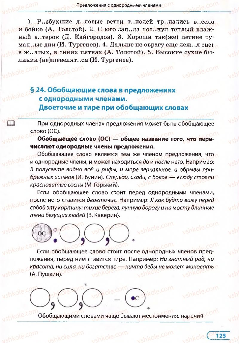 Страница 125 | Підручник Русский язык 8 клас Е.П. Голобородько, Л.В. Вознюк, Н.Н. Вениг, Т.А. Кузьмич 2008