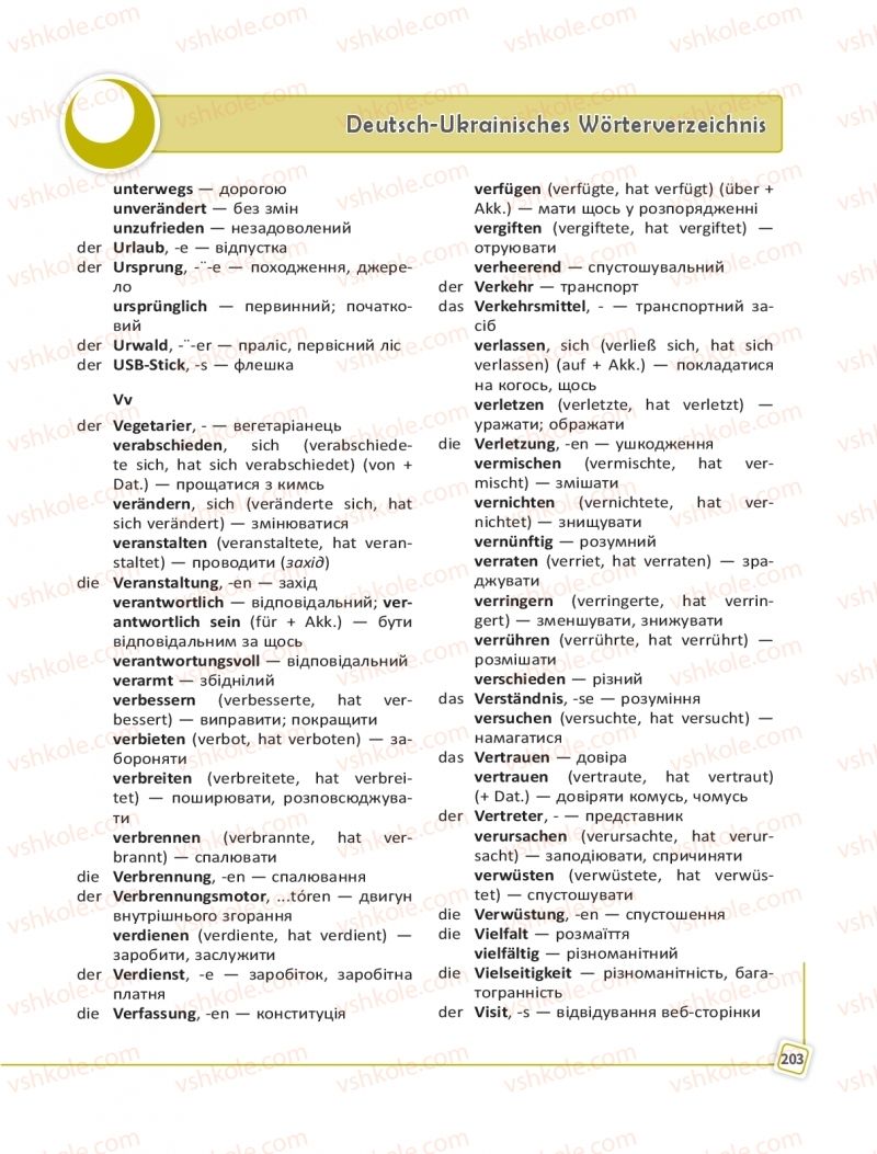 Страница 203 | Підручник Німецька мова 10 клас С.І. Сотникова, Г.В. Гоголєва 2018 10 рік навчання