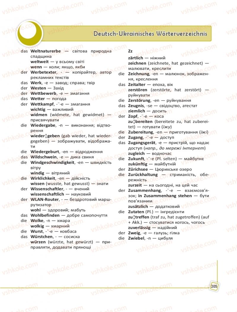 Страница 205 | Підручник Німецька мова 10 клас С.І. Сотникова, Г.В. Гоголєва 2018 10 рік навчання