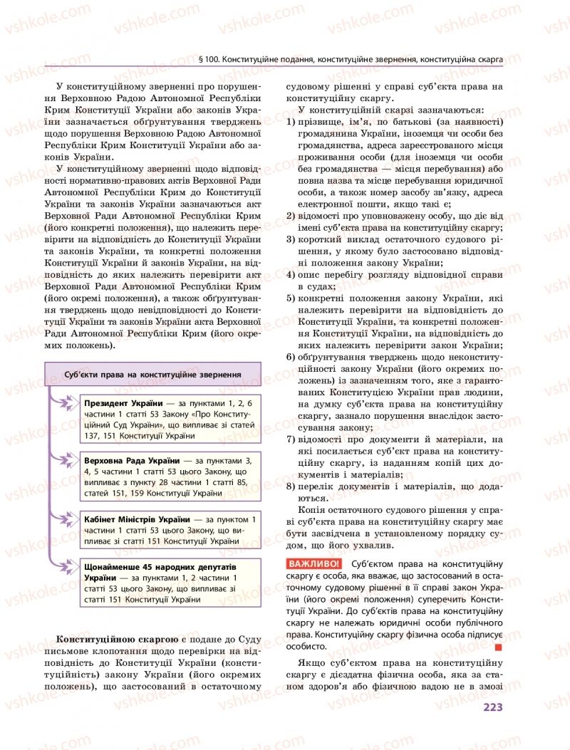 Страница 223 | Підручник Правознавство 10 клас О.М. Лук'янчиков, Д.О. Новіков, К.Ю. Карелов 2018 Профільний рівень