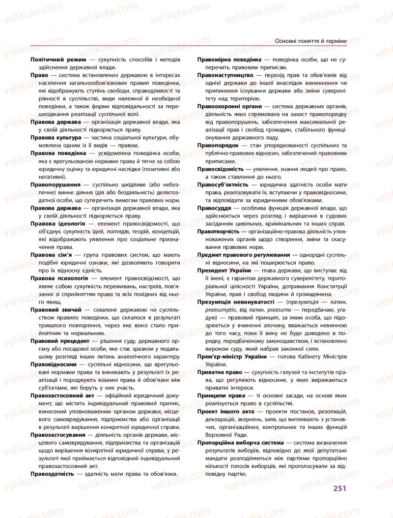 Страница 251 | Підручник Правознавство 10 клас О.М. Лук'янчиков, Д.О. Новіков, К.Ю. Карелов 2018 Профільний рівень