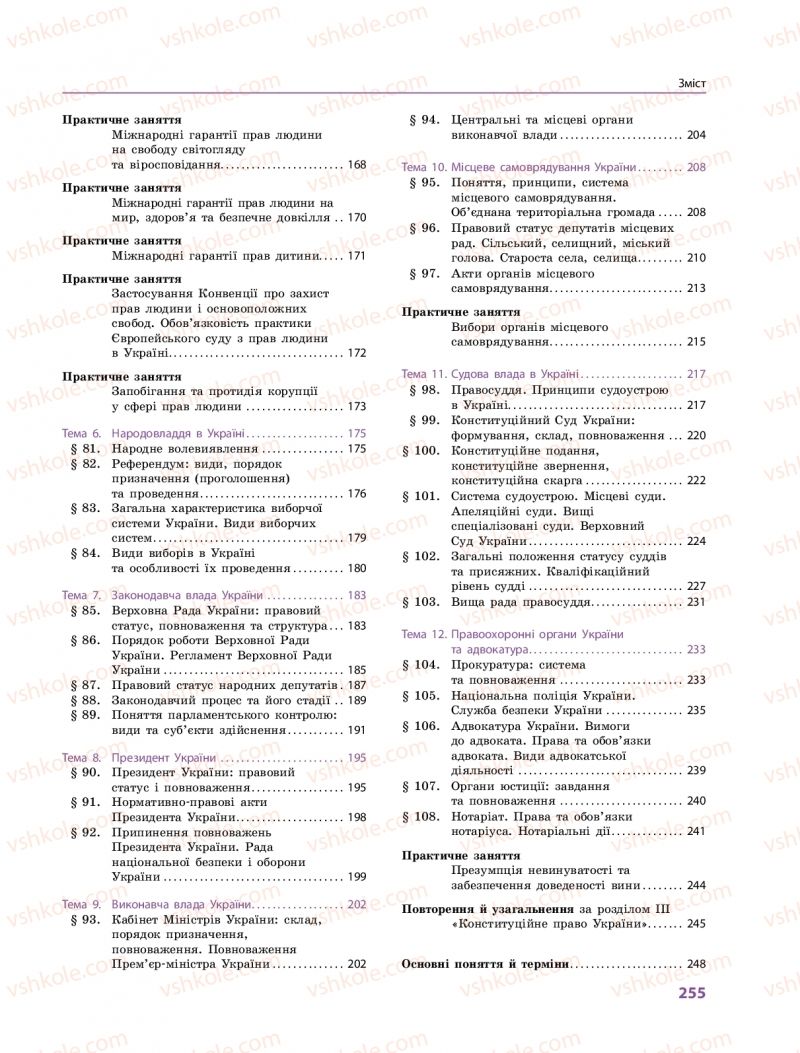Страница 255 | Підручник Правознавство 10 клас О.М. Лук'янчиков, Д.О. Новіков, К.Ю. Карелов 2018 Профільний рівень