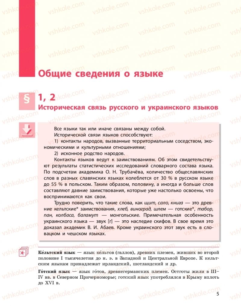 Страница 5 | Підручник Русский язык 10 клас Н.Ф. Баландина, К.В. Дегтярёва 2018 Уровень стандарта