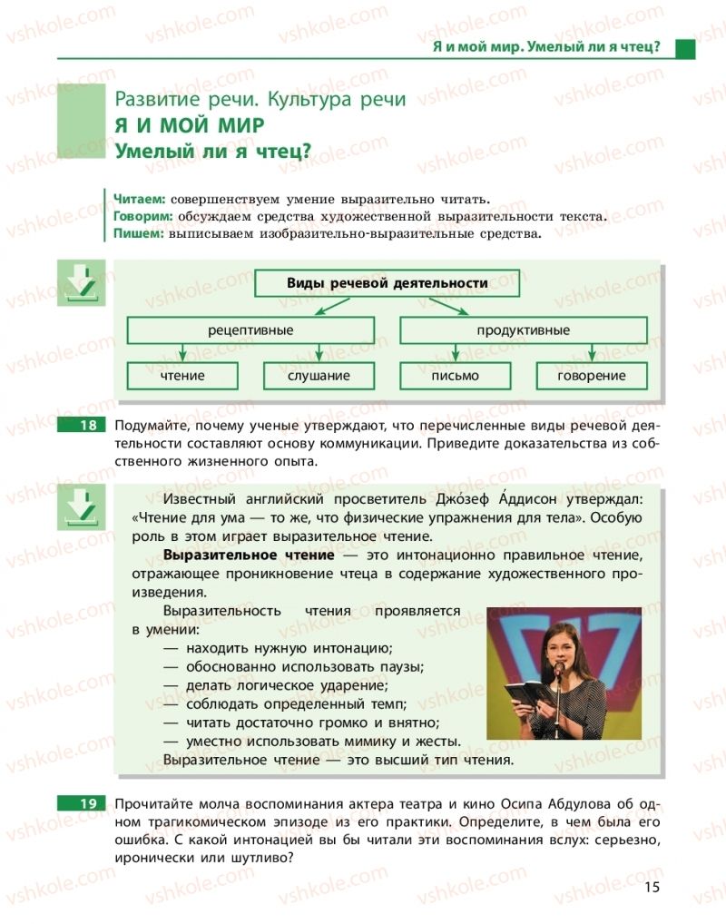 Страница 15 | Підручник Русский язык 10 клас Н.Ф. Баландина, К.В. Дегтярёва 2018 Уровень стандарта