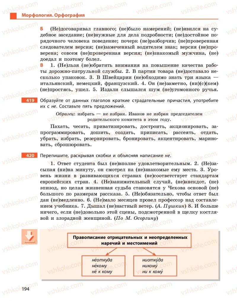 Страница 194 | Підручник Русский язык 10 клас Н.Ф. Баландина, Е.В. Зима  2018 6 год обучения
