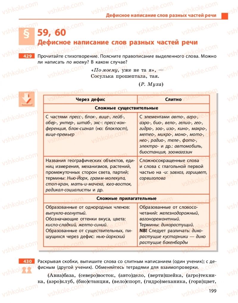 Страница 199 | Підручник Русский язык 10 клас Н.Ф. Баландина, Е.В. Зима  2018 6 год обучения