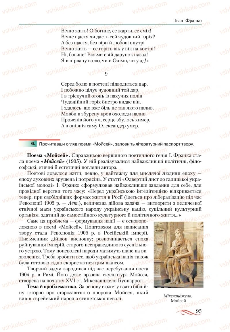 Страница 95 | Підручник Українська література 10 клас О.М. Авраменко, В.І. Пахаренко 2018
