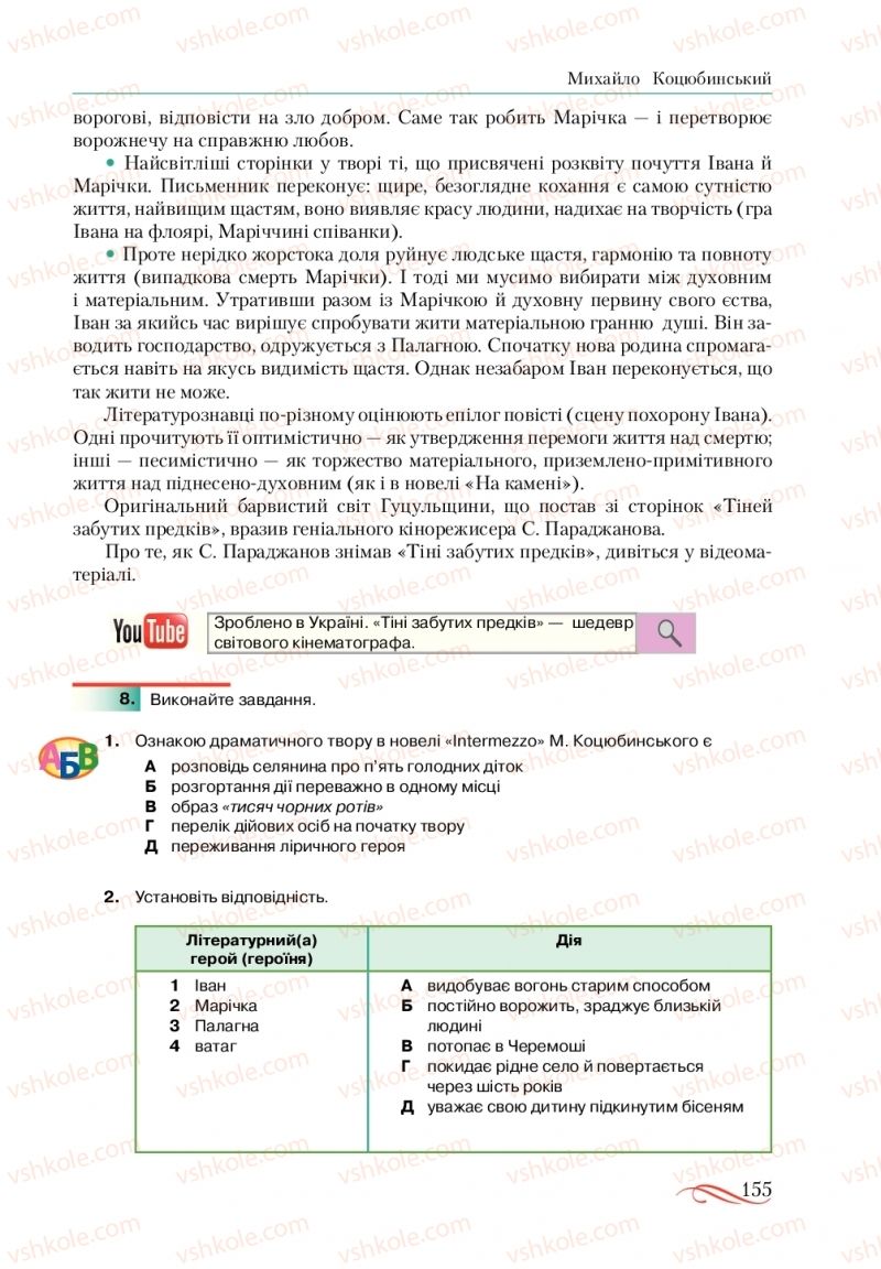 Страница 155 | Підручник Українська література 10 клас О.М. Авраменко, В.І. Пахаренко 2018