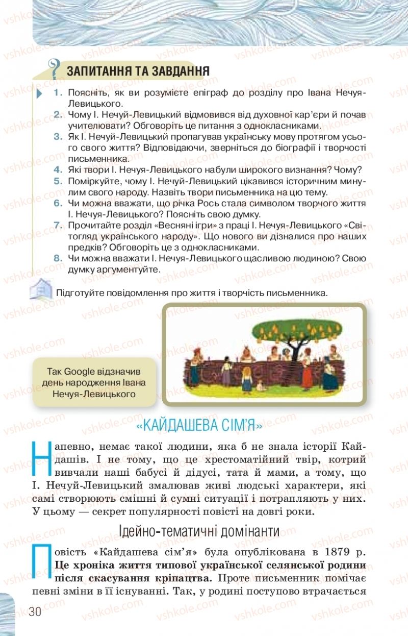 Страница 30 | Підручник Українська література 10 клас Л.Т. Коваленко, Н.І. Бернадська 2018 Рівень стандарту