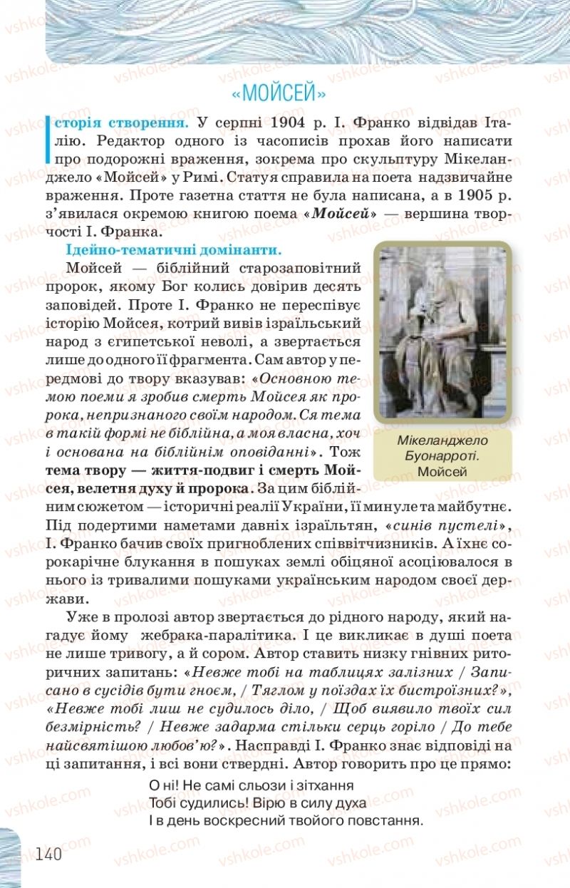 Страница 140 | Підручник Українська література 10 клас Л.Т. Коваленко, Н.І. Бернадська 2018 Рівень стандарту