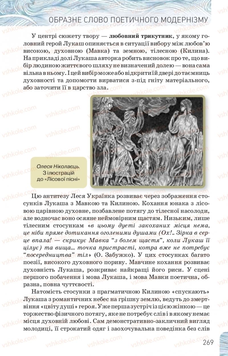 Страница 269 | Підручник Українська література 10 клас Л.Т. Коваленко, Н.І. Бернадська 2018 Рівень стандарту