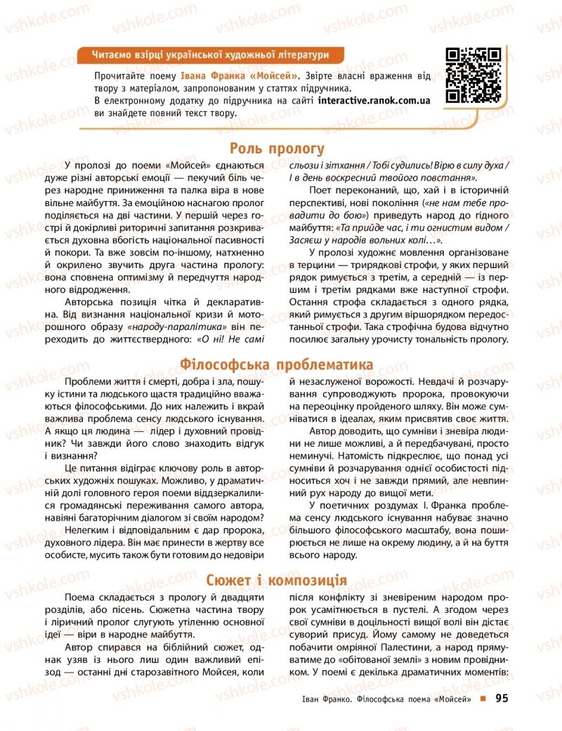 Страница 95 | Підручник Українська література 10 клас О.І. Борзенко, О.В. Лобусова 2018 Профільний рівень