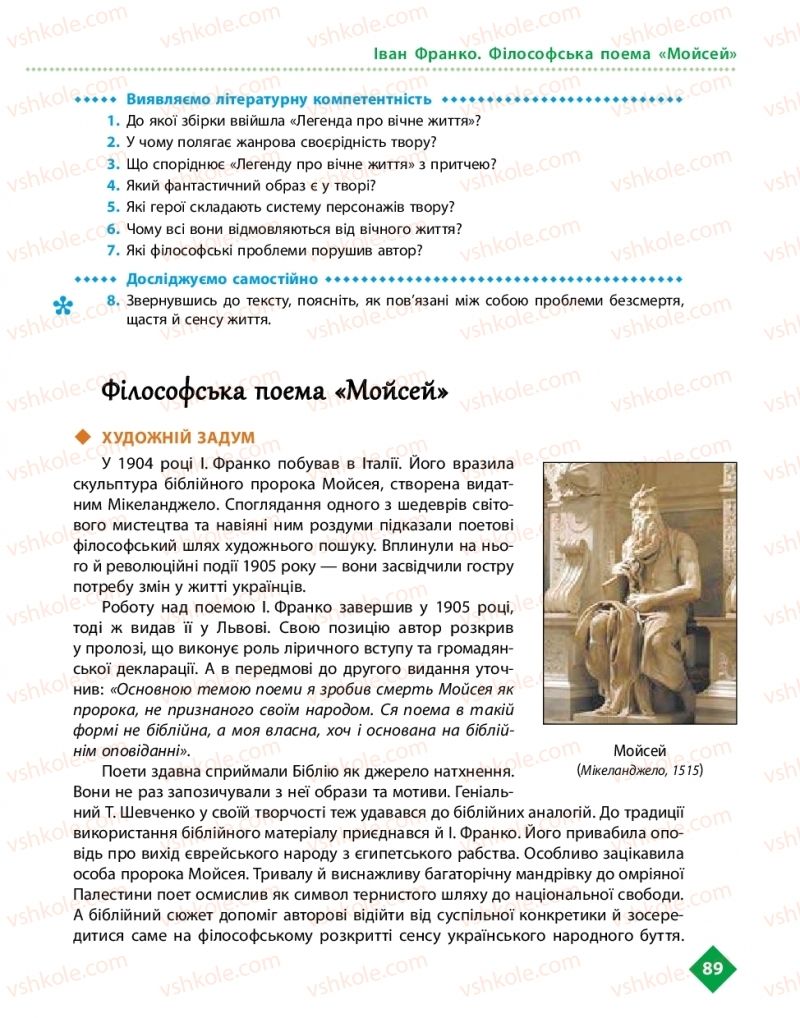Страница 89 | Підручник Українська література 10 клас О.І. Борзенко, О.В. Лобусова 2018 Рівень стандарту
