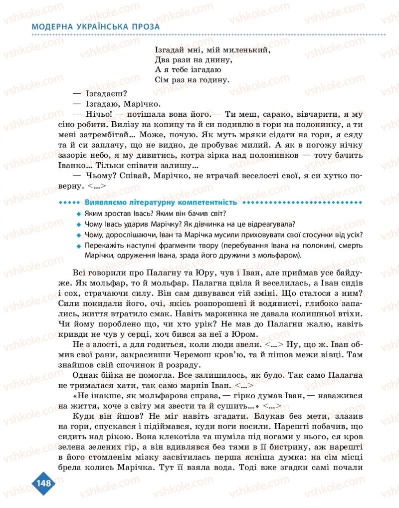 Страница 148 | Підручник Українська література 10 клас О.І. Борзенко, О.В. Лобусова 2018 Рівень стандарту