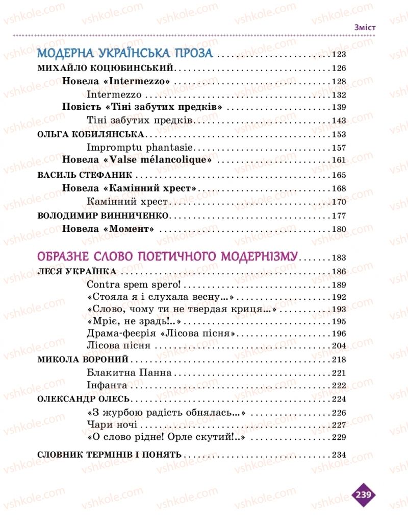 Страница 239 | Підручник Українська література 10 клас О.І. Борзенко, О.В. Лобусова 2018 Рівень стандарту