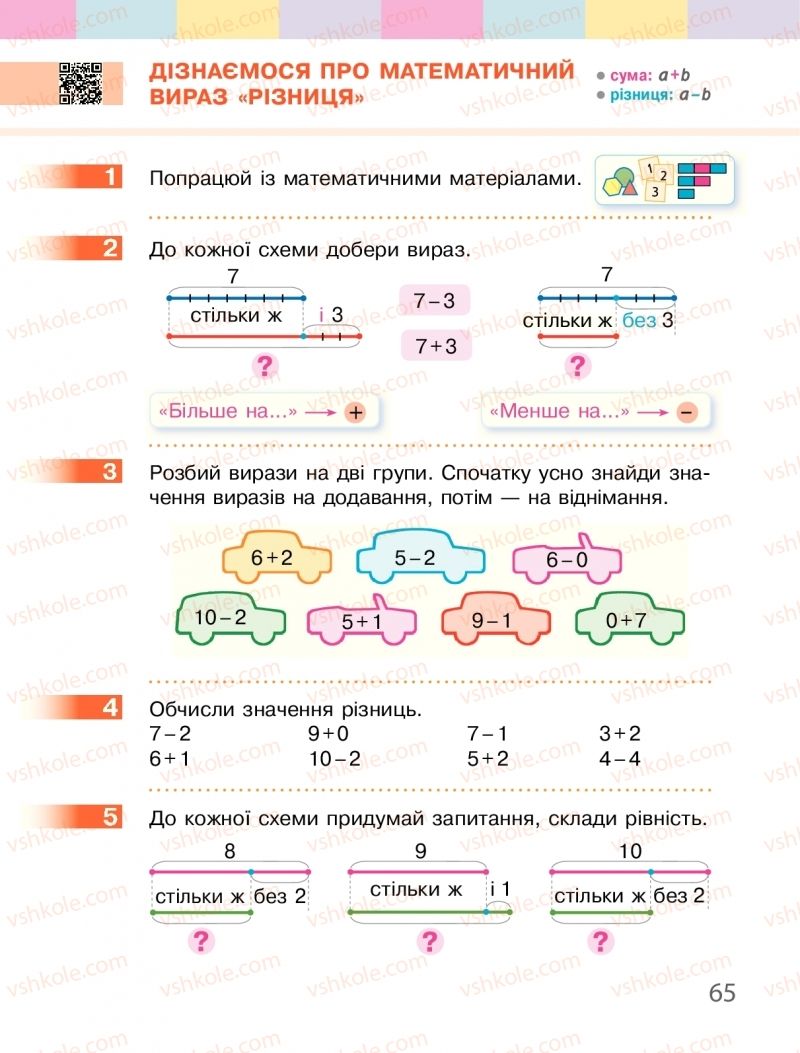 Страница 65 | Підручник Математика 1 клас С.О. Скворцова, О.В. Онопрієнко 2018