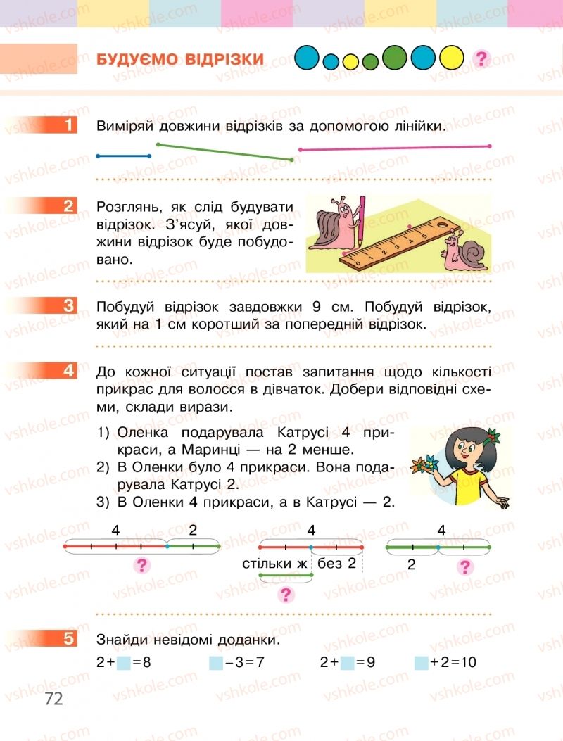 Страница 72 | Підручник Математика 1 клас С.О. Скворцова, О.В. Онопрієнко 2018