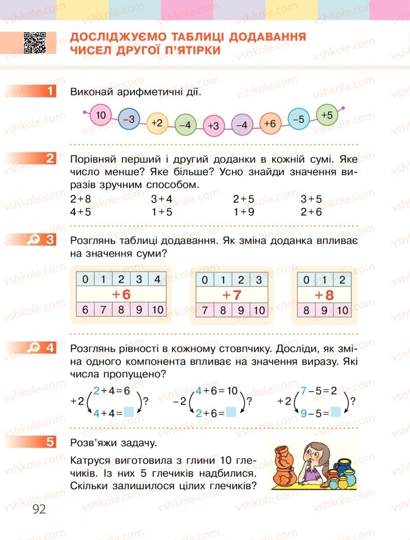 Страница 92 | Підручник Математика 1 клас С.О. Скворцова, О.В. Онопрієнко 2018