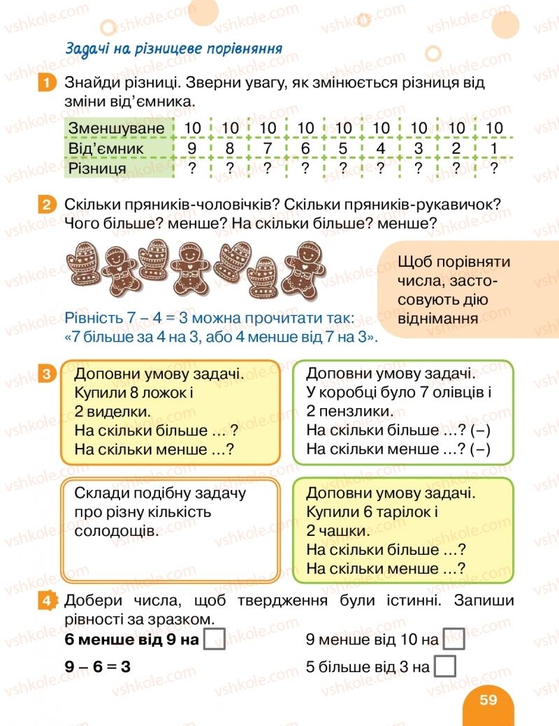 Страница 59 | Підручник Математика 1 клас С.П. Логачевська, Т.А. Логачевська, О.А. Комар 2018