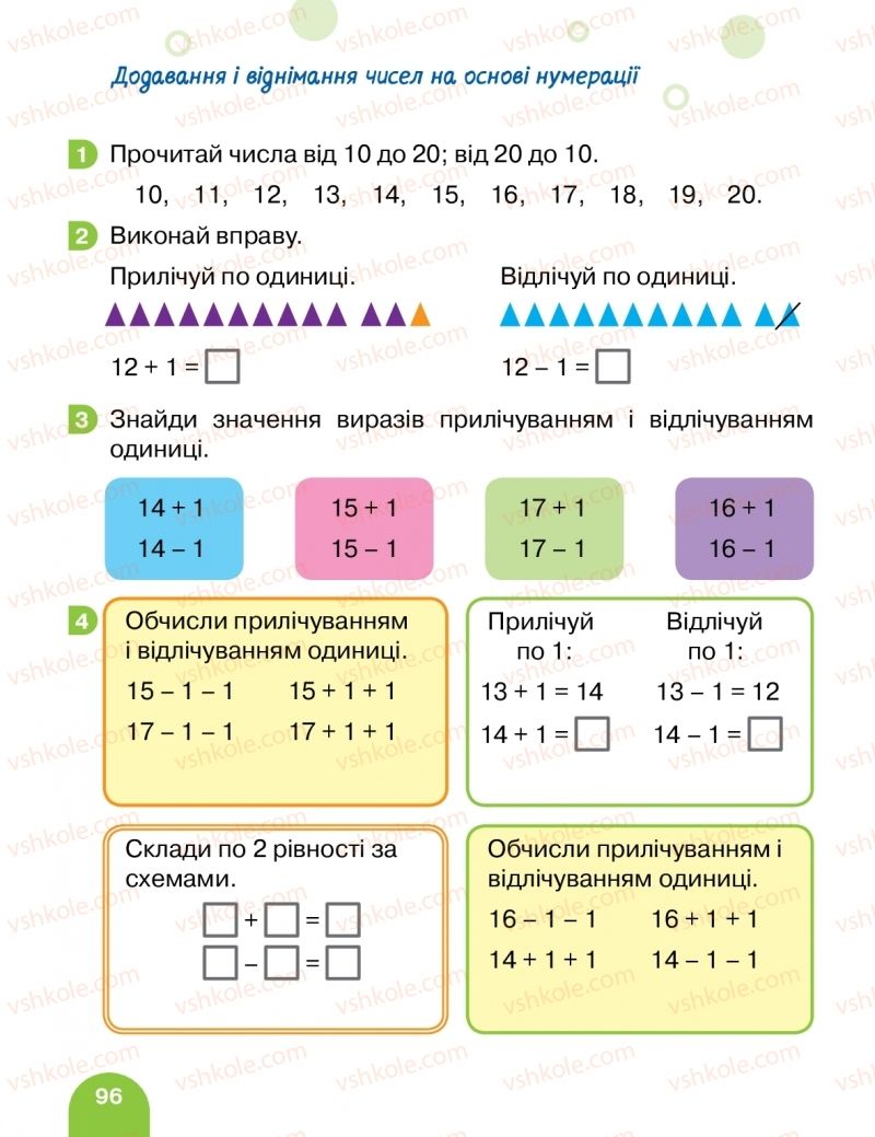 Страница 96 | Підручник Математика 1 клас С.П. Логачевська, Т.А. Логачевська, О.А. Комар 2018