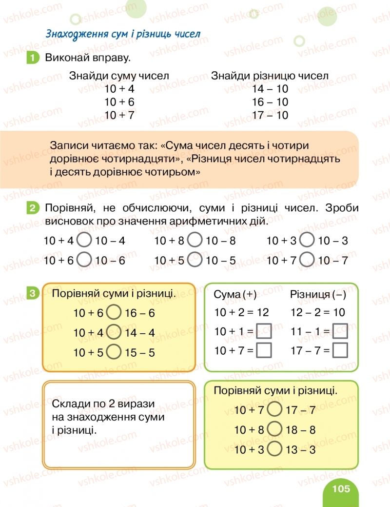 Страница 105 | Підручник Математика 1 клас С.П. Логачевська, Т.А. Логачевська, О.А. Комар 2018