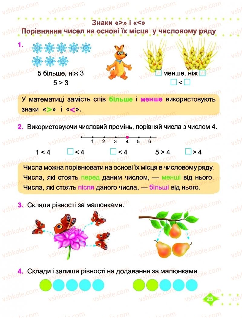 Страница 25 | Підручник Математика 1 клас О.П. Корчевська, М.В. Козак 2018