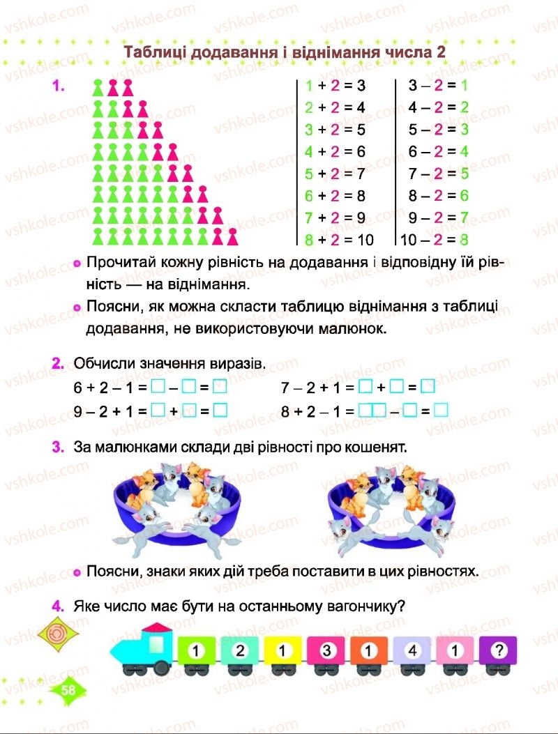 Страница 58 | Підручник Математика 1 клас О.П. Корчевська, М.В. Козак 2018