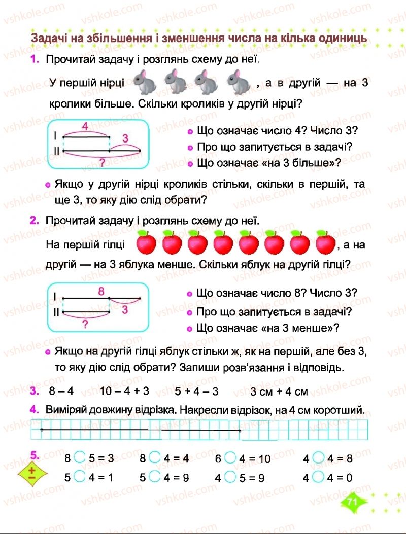 Страница 71 | Підручник Математика 1 клас О.П. Корчевська, М.В. Козак 2018