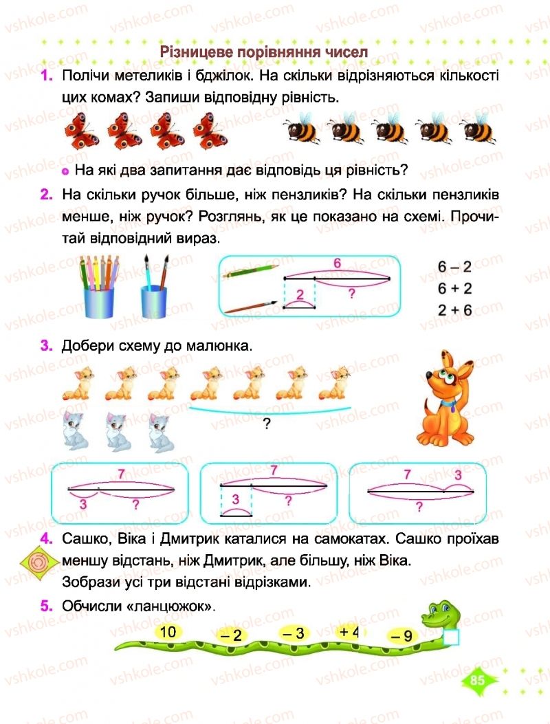 Страница 85 | Підручник Математика 1 клас О.П. Корчевська, М.В. Козак 2018