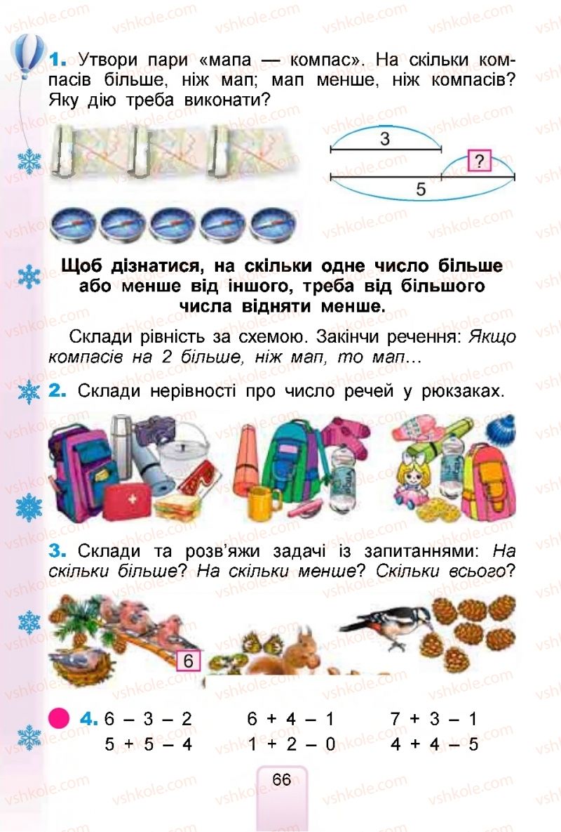 Страница 66 | Підручник Математика 1 клас  Г.П. Лишенко, С.С. Тарнавська, К.О. Лишенко 2018